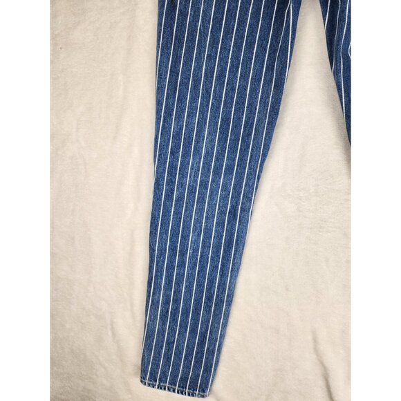 American Eagle Mom Jeans Womens 00 Blue White STRIPED Denim HIGH RISE 24 X 27 - Picture 12 of 16